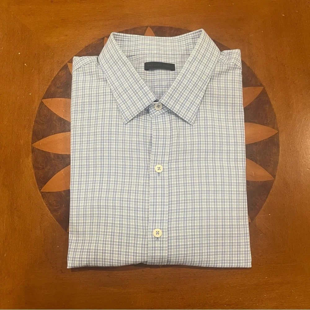 Zachary‎ Prell Men’s Blue/White Check Long-Sleeve Button Up Dress Shirt XL